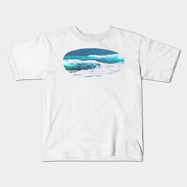 blue white wave design Kids T-Shirt by Artistic_st